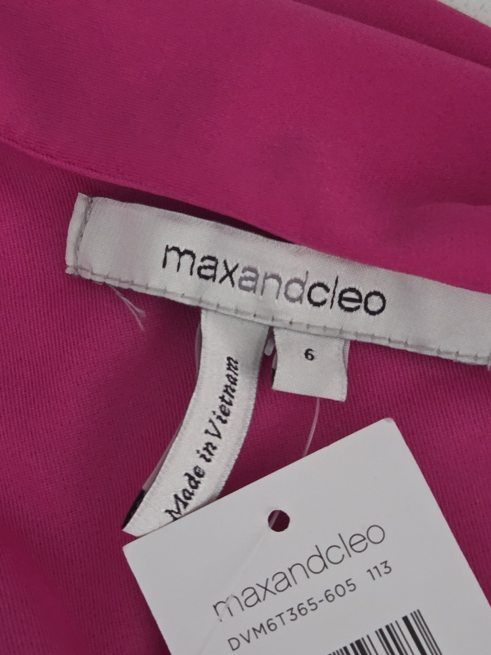 Max & Cleo One-Shoulder Magenta Dress with Orange Beaded Strap - Picture 5 of 5